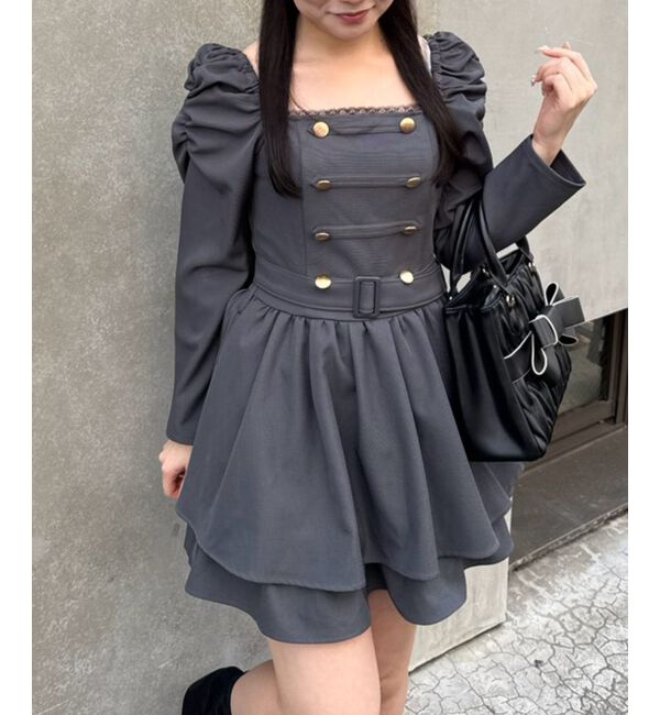  「ナポレオンデザイン長袖ワンピース」|ワンピース|