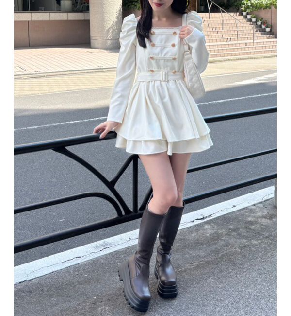  「ナポレオンデザイン長袖ワンピース」|ワンピース|