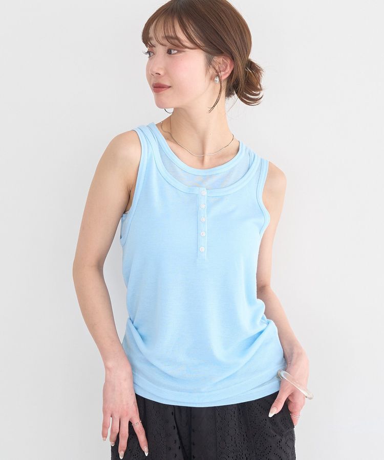 earth music&ecology「シアーフライスレイヤードタンクトップ」|インナー|Light Blue