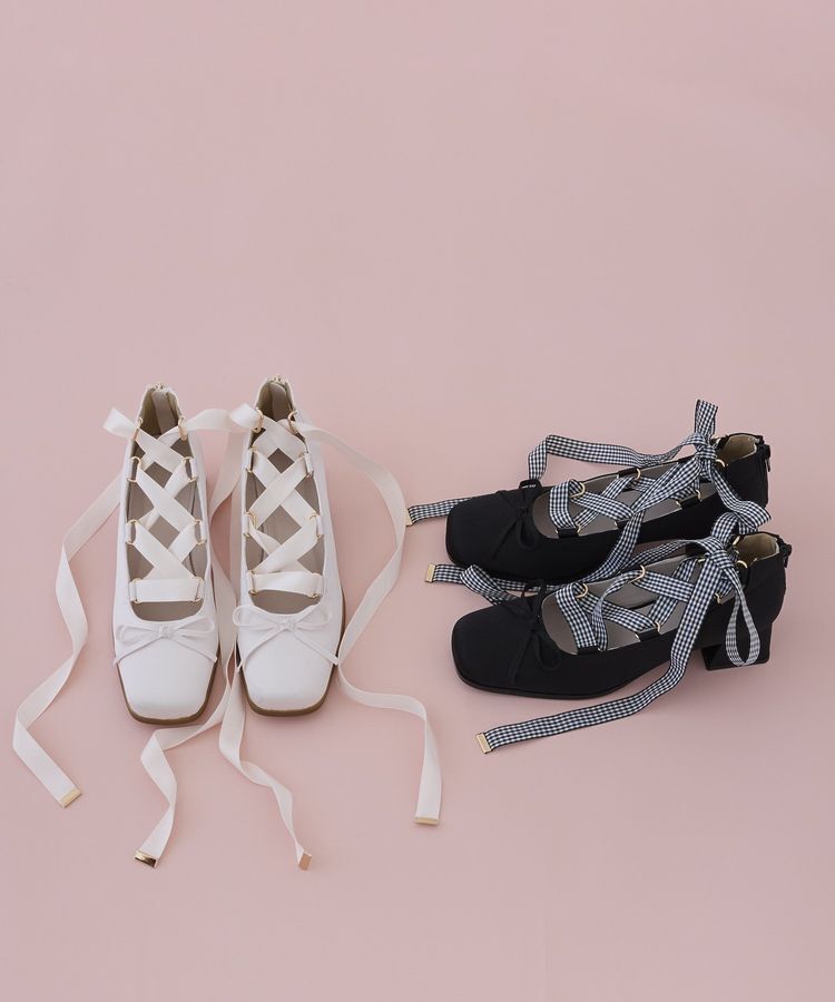 Maison de FLEUR「レースアップサテンパンプス」|パンプス|