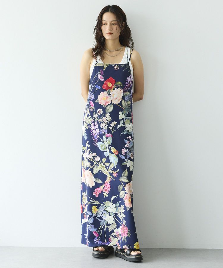 GARAGE OF GOOD CLOTHING「【日本製】フラワープリントキャミワンピース」|ワンピース|Navy