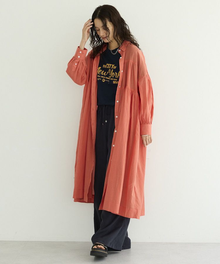 GARAGE OF GOOD CLOTHING「【EC限定】コットンボイルギャザーシャツワンピース」|ワンピース|