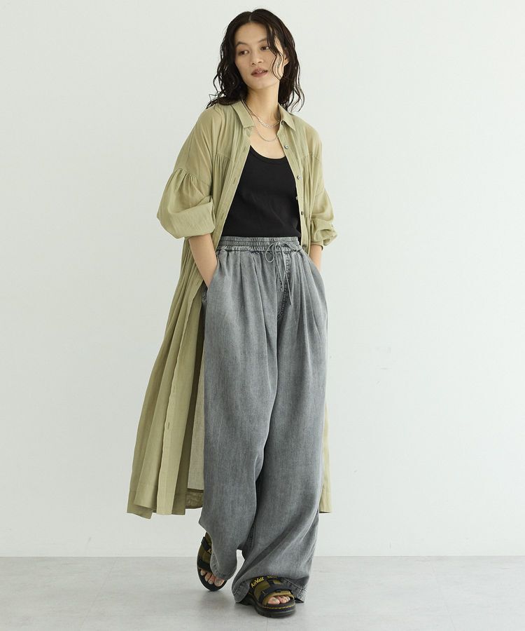 GARAGE OF GOOD CLOTHING「【EC限定】コットンボイルギャザーシャツワンピース」|ワンピース|Khaki