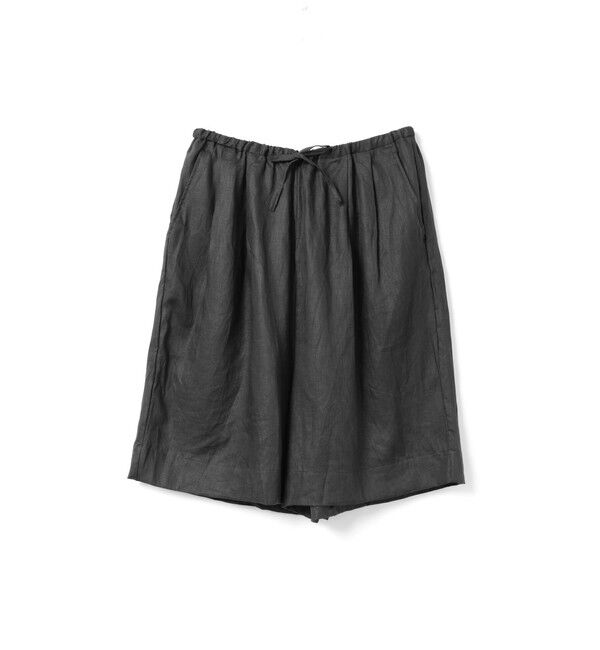 mizuiro ind「mizuiro ind リネンワイドハーフパンツ」|その他|ブラック