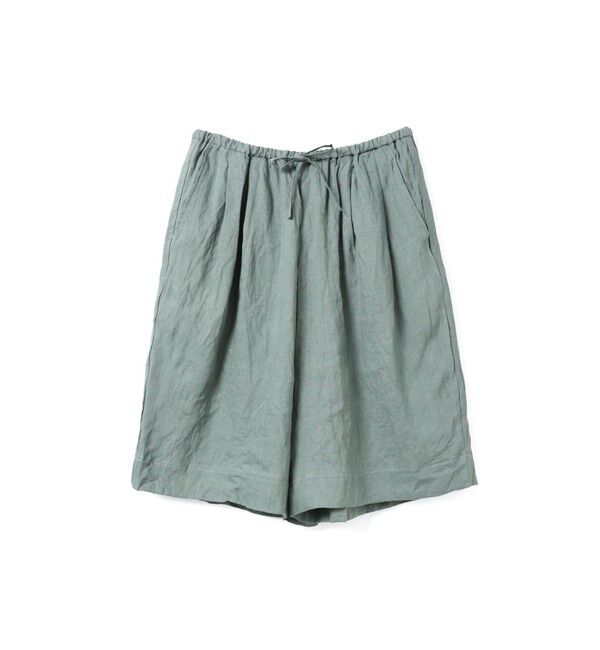 mizuiro ind「mizuiro ind リネンワイドハーフパンツ」|その他|ライトカーキA