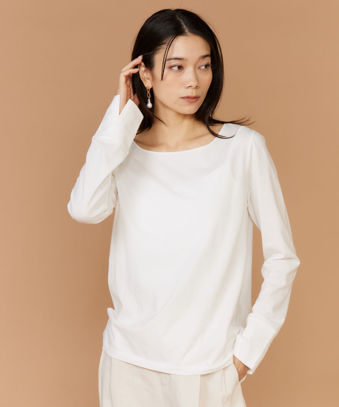 INED「スクエアネックプルオーバーカットソー」|Tシャツ・カットソー|オフホワイト1