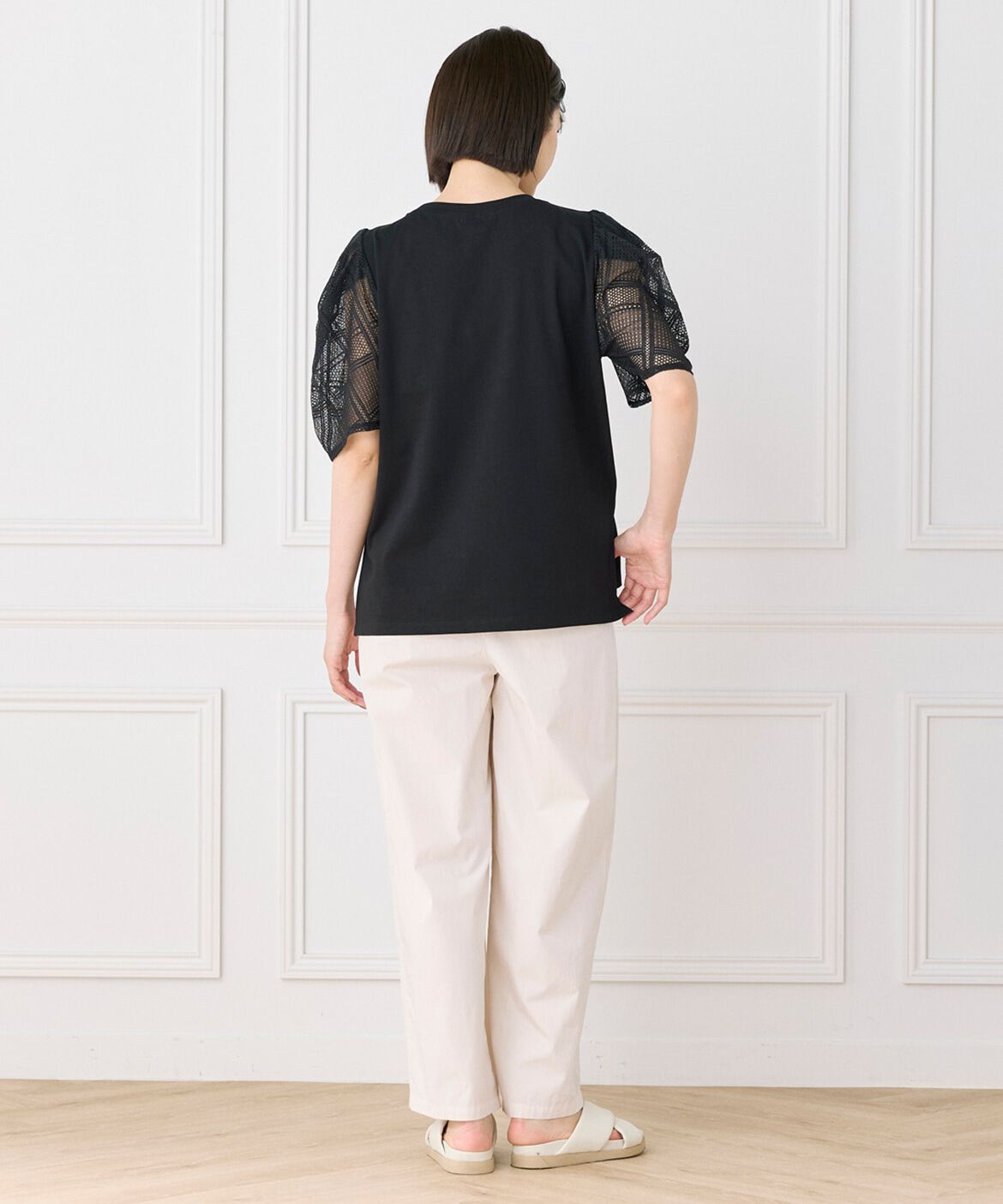 DAY by DAY it&rsquo;s international「袖レースカットソー｜涼しげな幾何学レースで魅せる大人Tシャツ」|Tシャツ・カットソー|