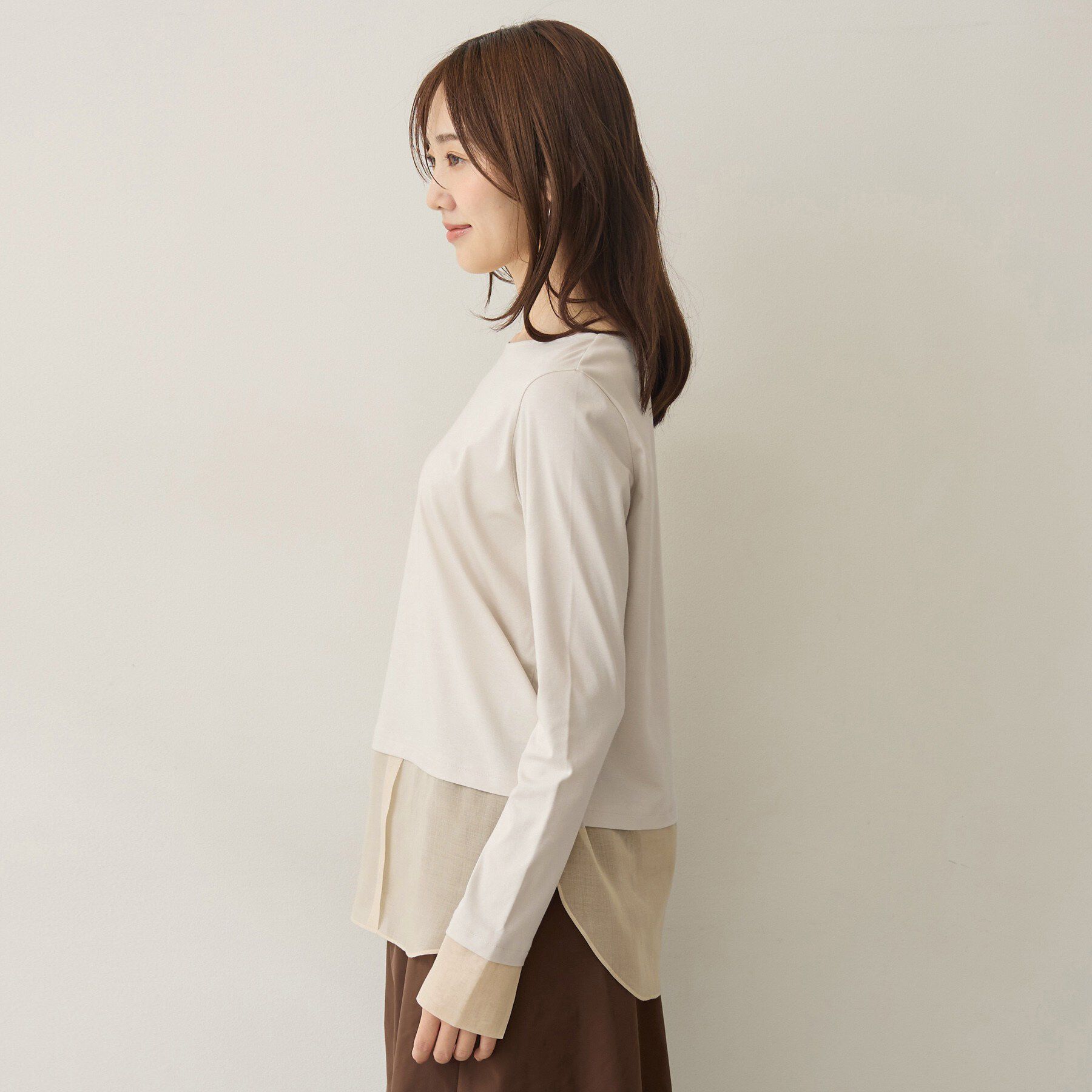 UNTITLED「【重ね着レイヤード】シャツディテールレイヤードプルオーバー」|Tシャツ・カットソー|