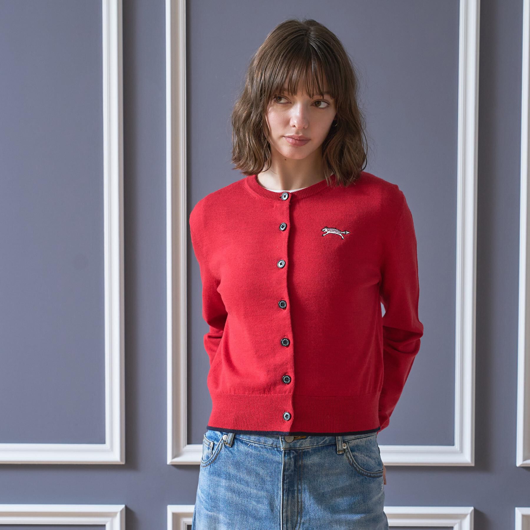 DRESSTERIOR「ゼニアバル―ファキャッシュウールクルーネックカーディガン」|カーディガン|