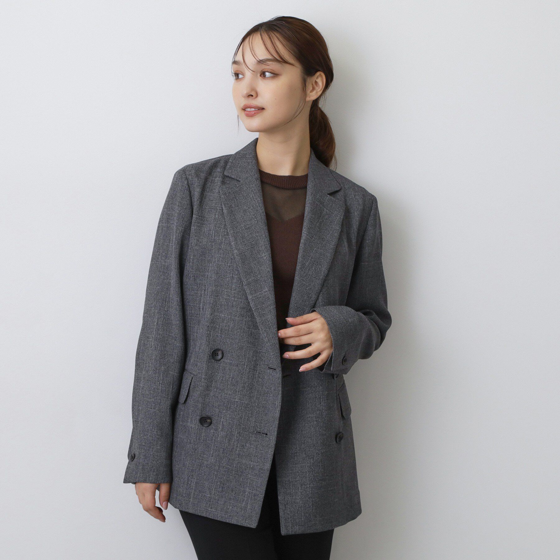 DRESSTERIOR「シャークスキン ラフジャケット」|テーラードジャケット|チャコールグレー(0