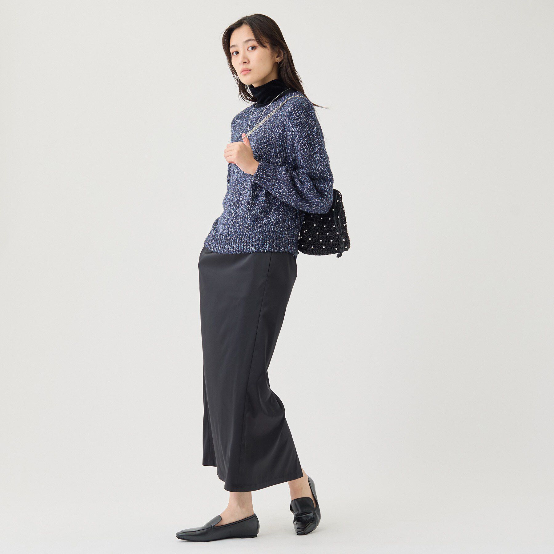 INDIVI「【コットン混／ミックスカラー】カールヤーン パフスリーブニット」|ニット・セーター|