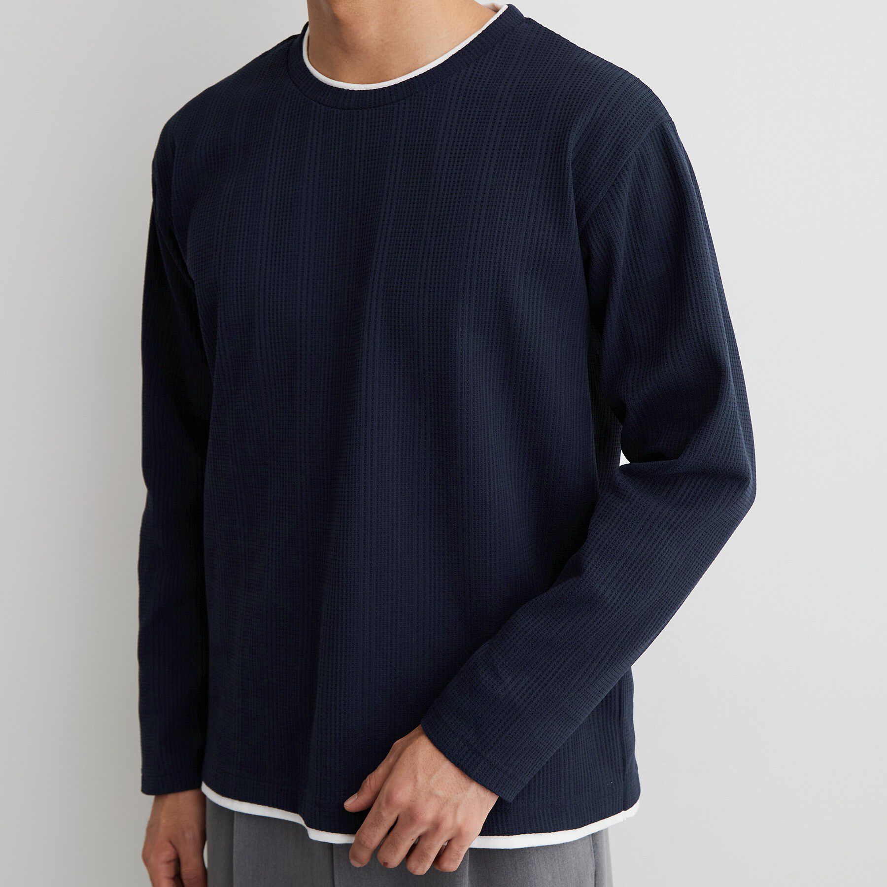 THE SHOP TK「【洗濯機OK】ワッフル レイヤード 長袖Tシャツ」|Tシャツ・カットソー|