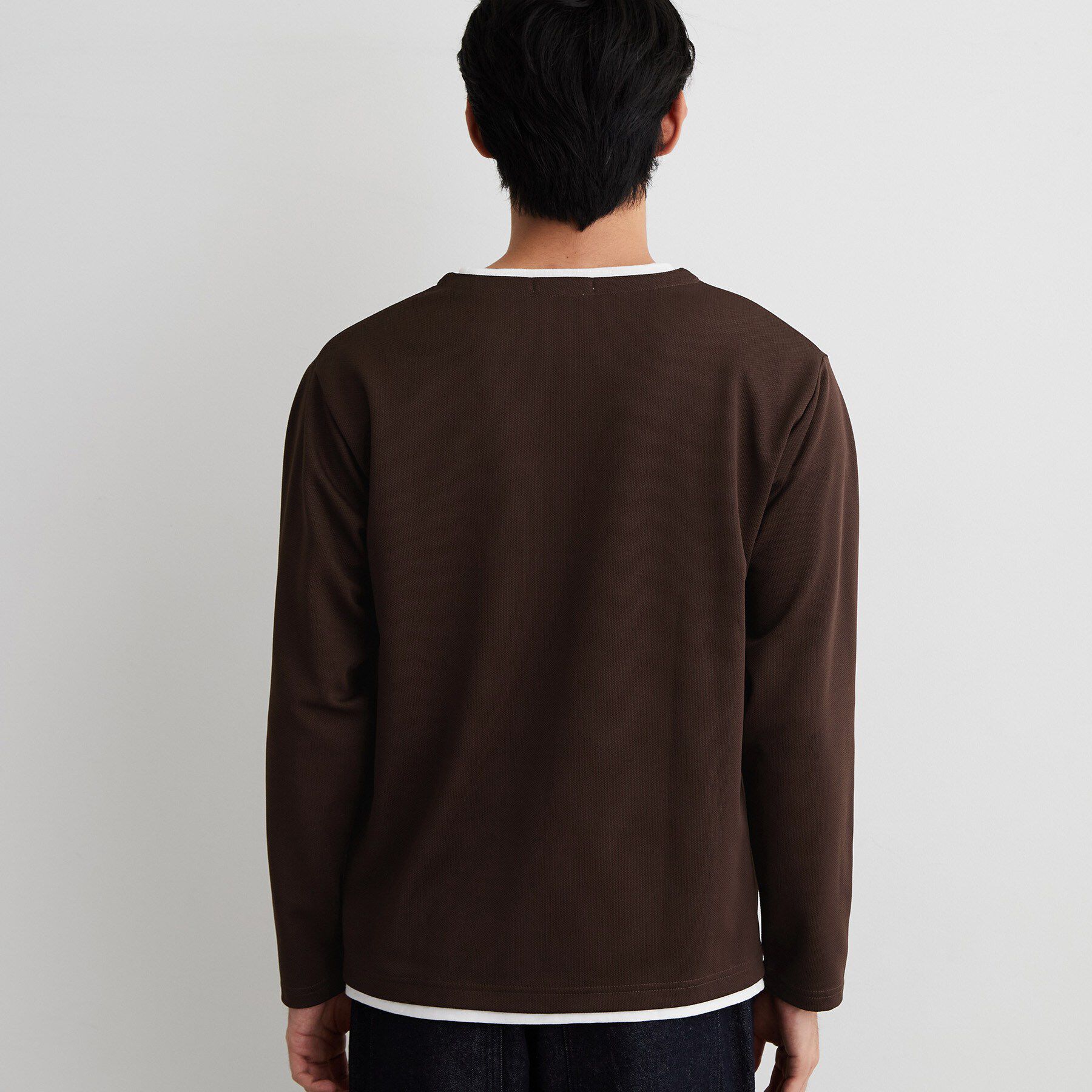 THE SHOP TK「【洗濯機OK】カノコキーネック レイヤード長袖Tシャツ」|Tシャツ・カットソー|