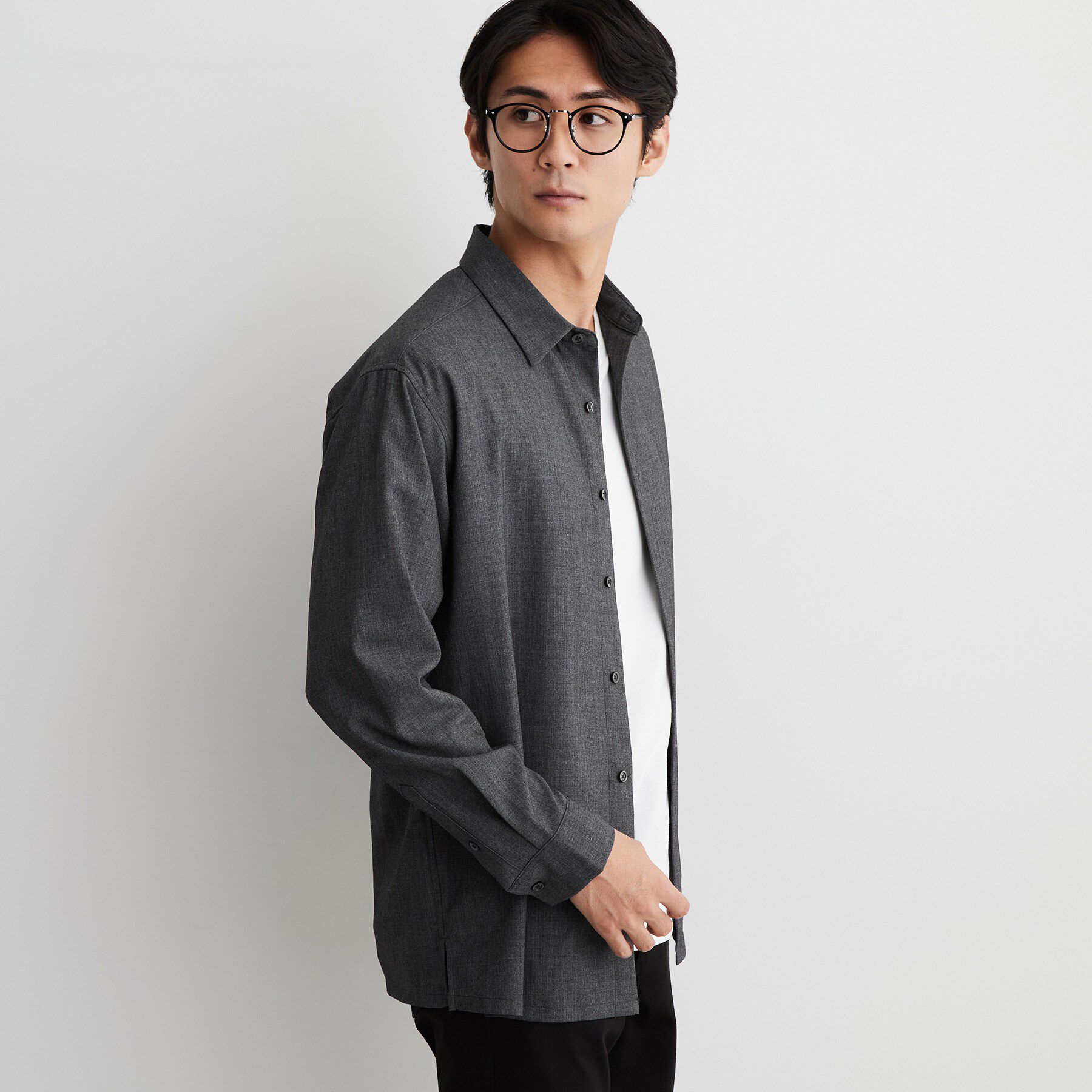 THE SHOP TK「【洗濯機OK】ウールライク 長袖シャツ」|シャツ・ブラウス|