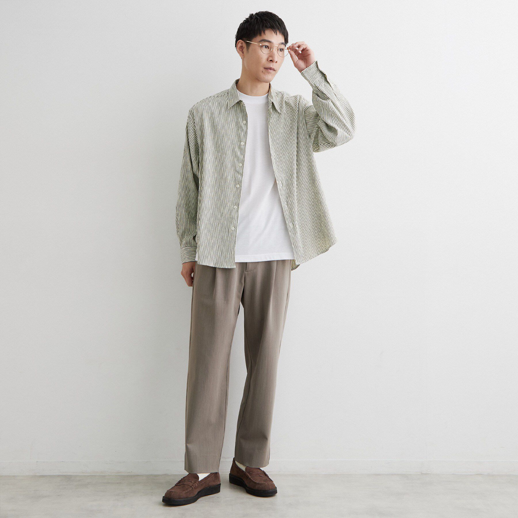 THE SHOP TK「【洗濯機OK】ストライプクレープ長袖シャツ」|シャツ・ブラウス|