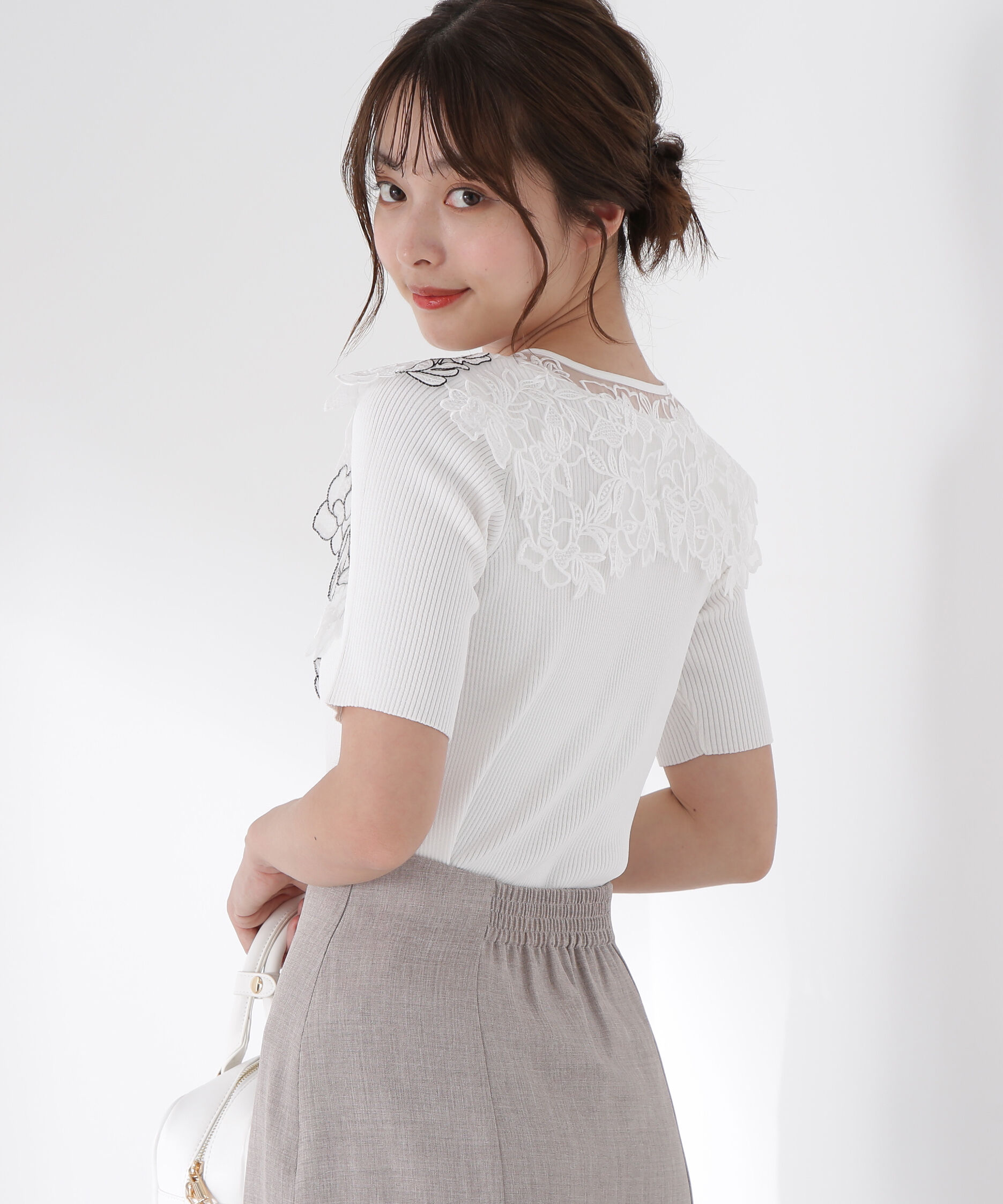 PROPORTION BODY DRESSING「ケープ風レース付きニット」|ニット・セーター|