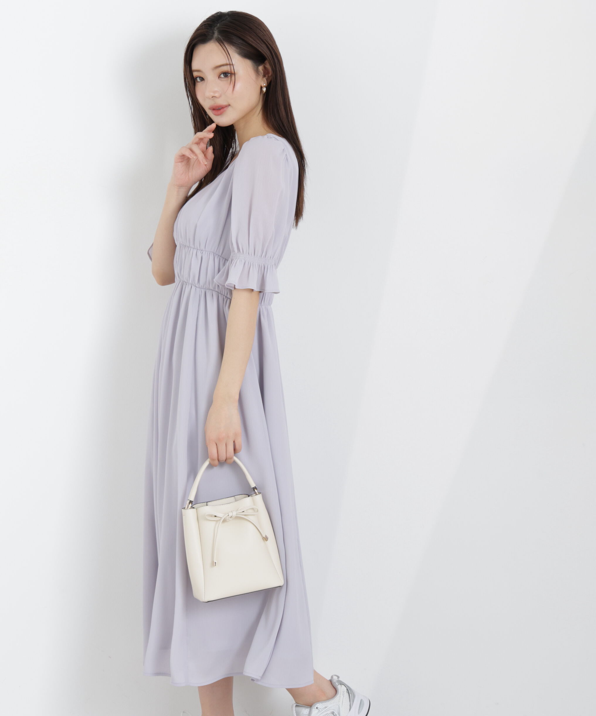 PROPORTION BODY DRESSING「シフォン楊柳ギャザーワンピース　26SS」|ワンピース|