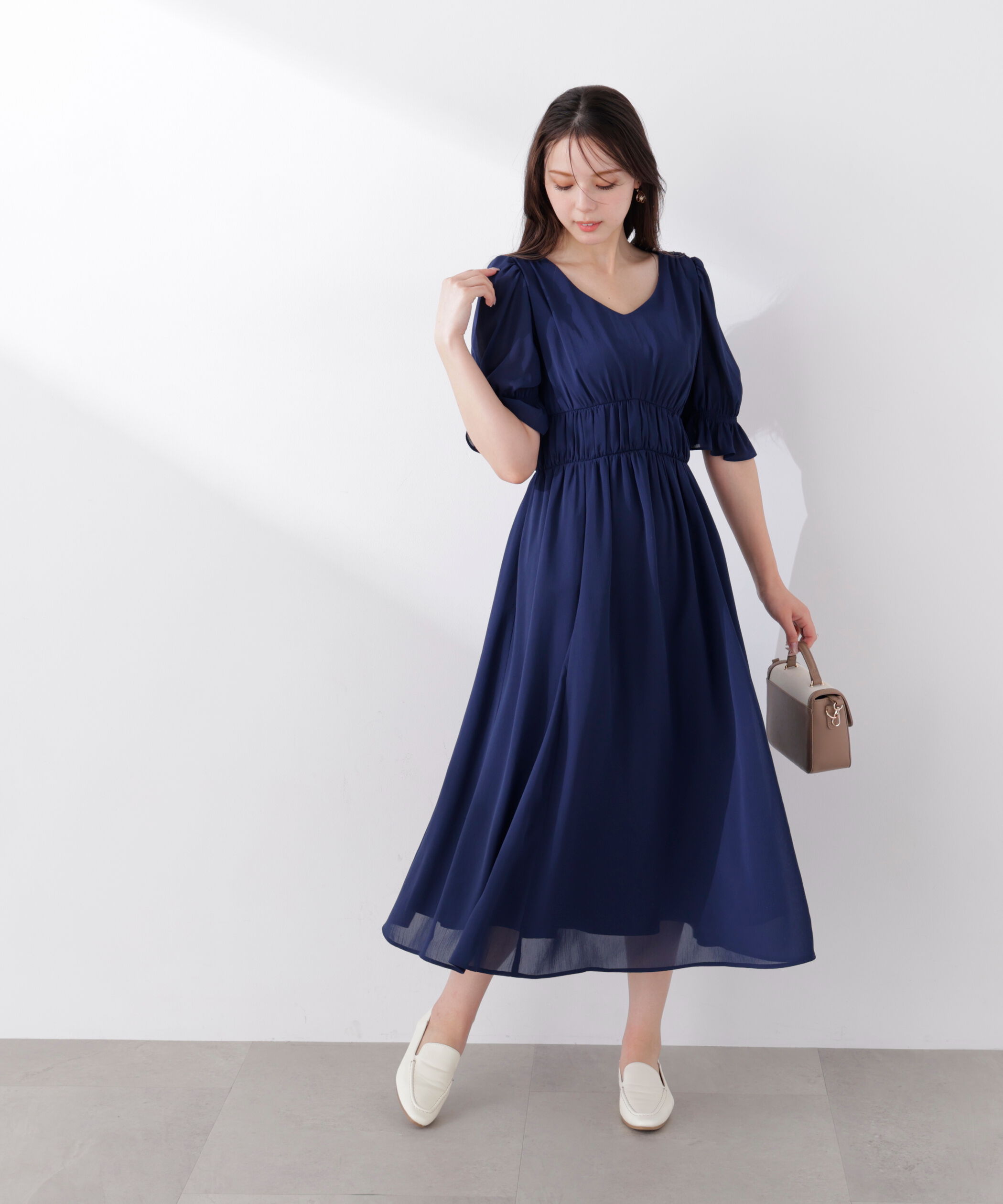 PROPORTION BODY DRESSING「シフォン楊柳ギャザーワンピース　26SS」|ワンピース|