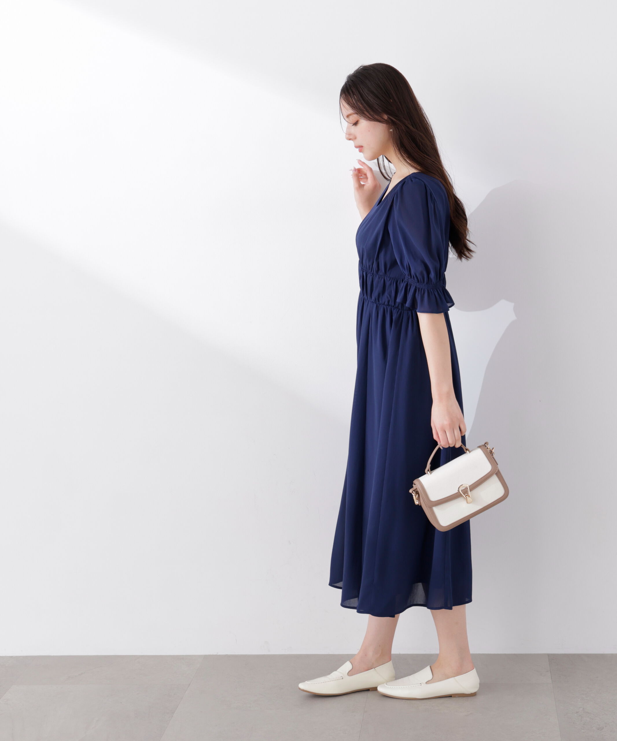 PROPORTION BODY DRESSING「シフォン楊柳ギャザーワンピース　26SS」|ワンピース|