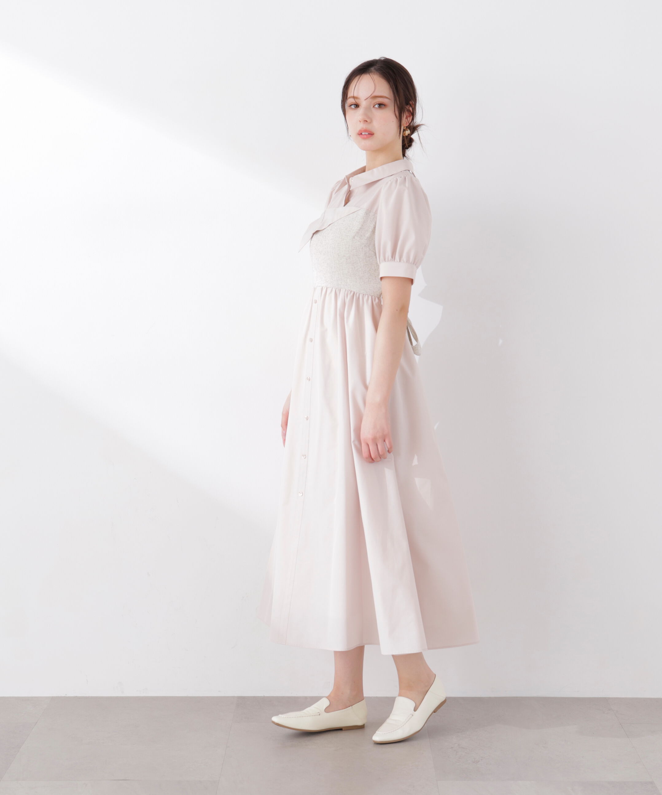 PROPORTION BODY DRESSING「《EDIT COLOGNE》ツイードビスチェ付きシャツワンピース 26SS」|ワンピース|