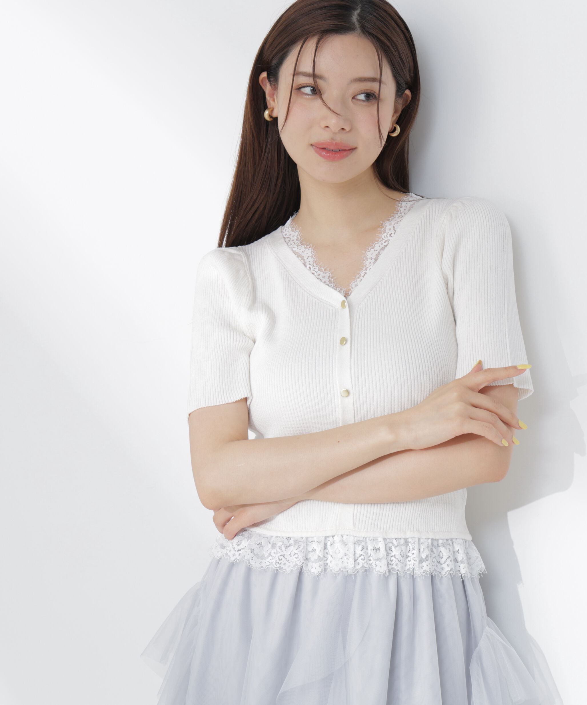 PROPORTION BODY DRESSING「レースレイヤード風リブニット 26AW」|ニット・セーター|