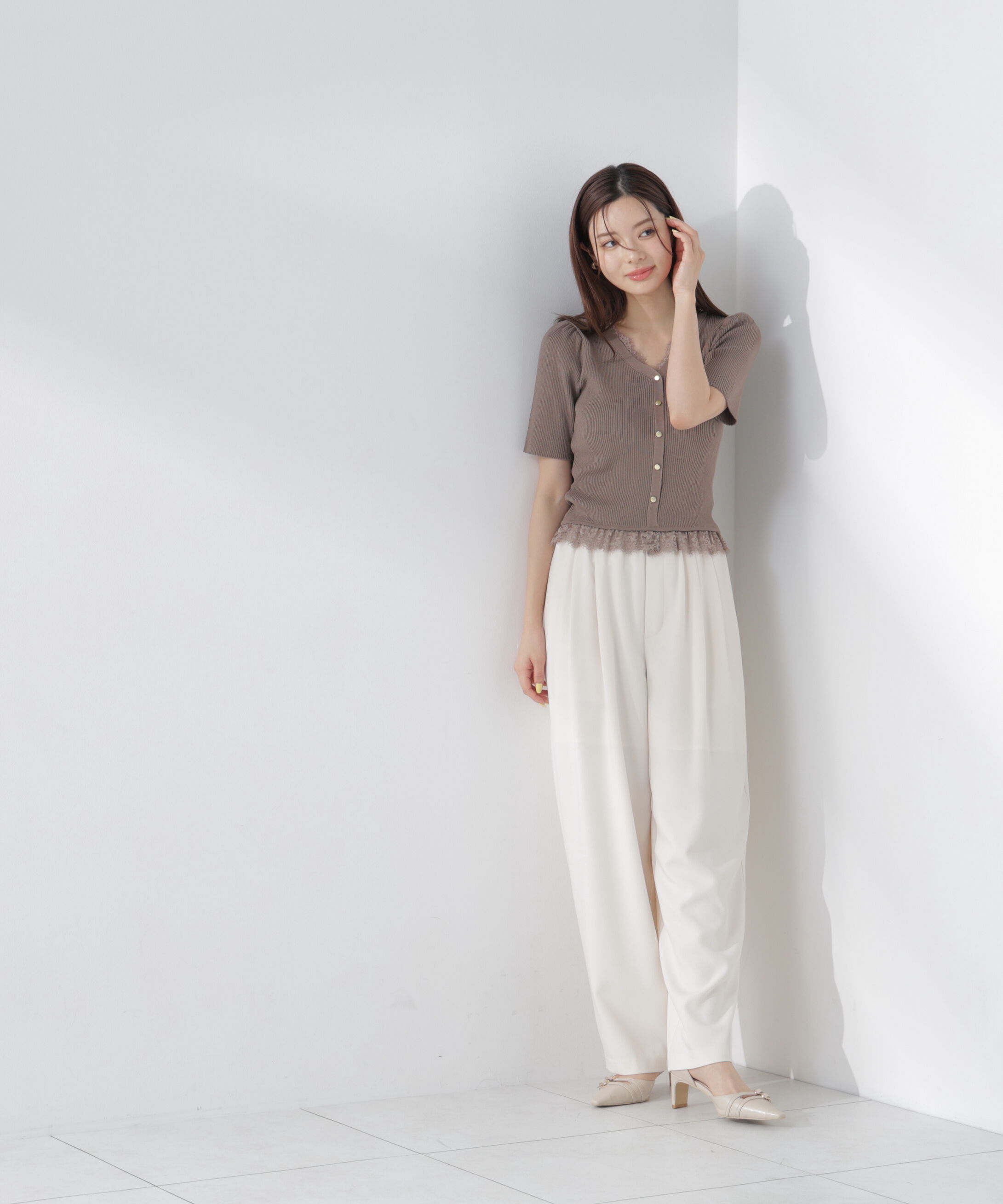 PROPORTION BODY DRESSING「レースレイヤード風リブニット 26AW」|ニット・セーター|