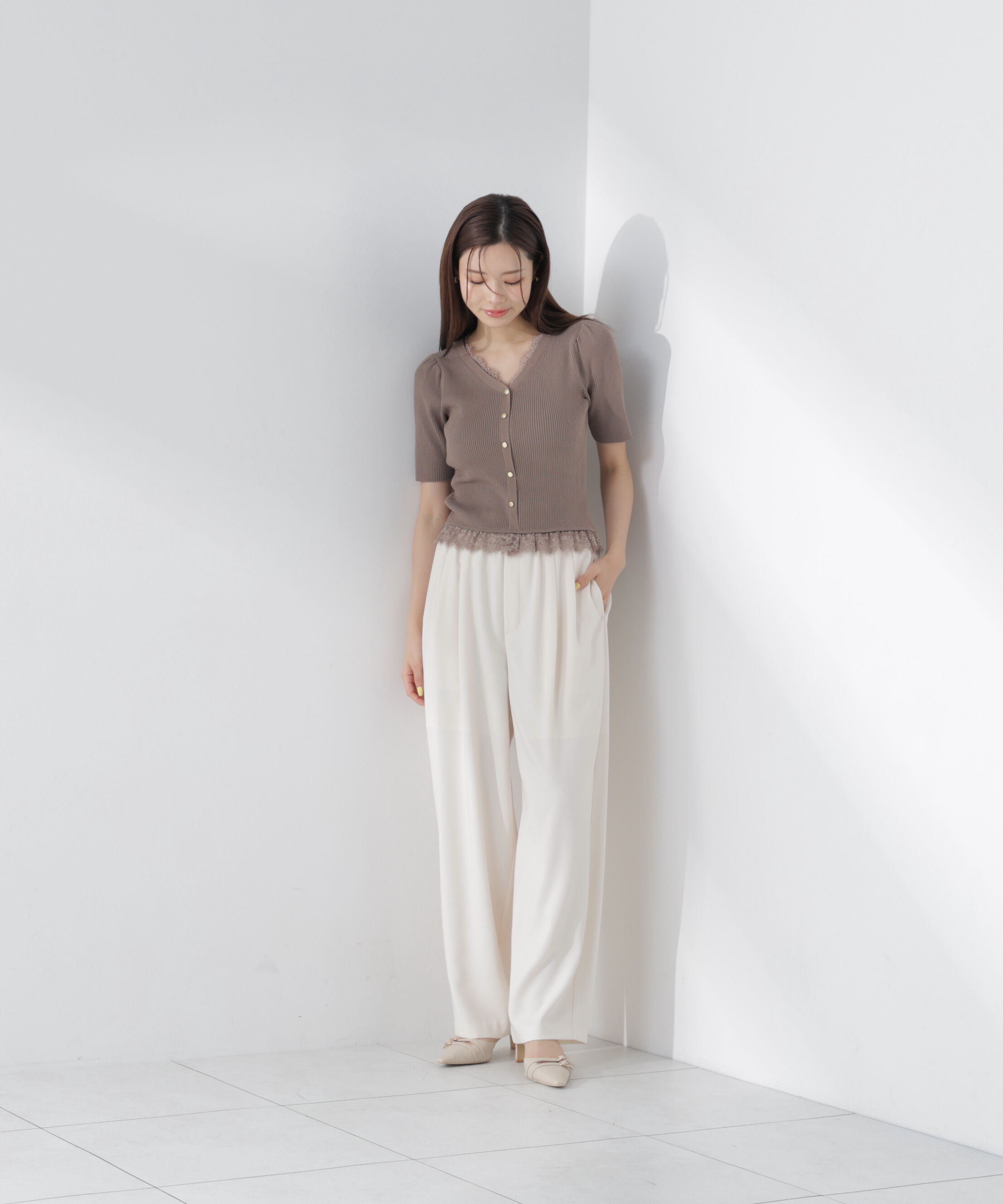 PROPORTION BODY DRESSING「レースレイヤード風リブニット 26AW」|ニット・セーター|