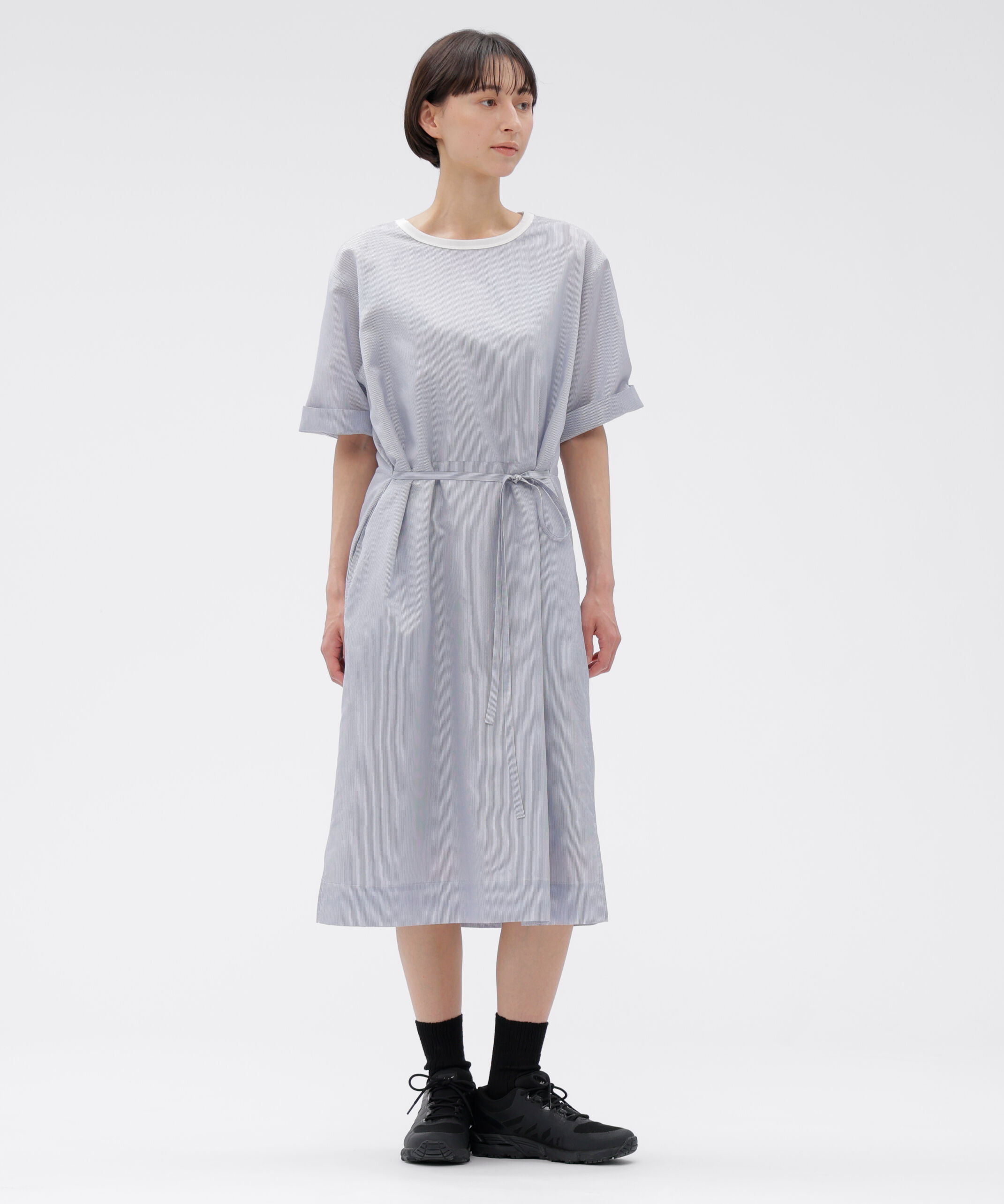  「WASHABLE SILK POPLIN DRESS」|ワンピース|BLUE/WHITE7