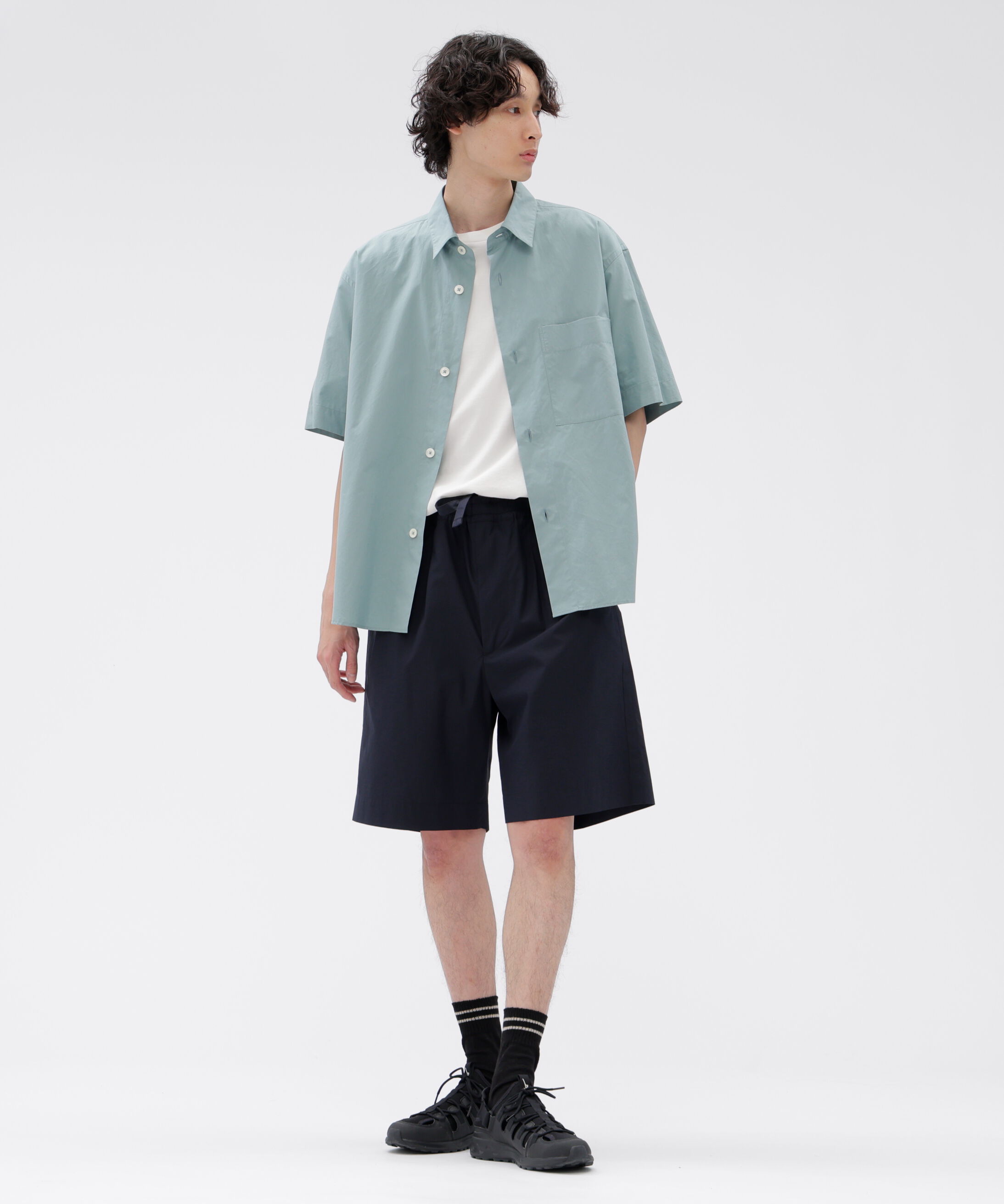MARGARET HOWELL「HIGHDENSE COTTON PLAINWEAVE TROUSERS」|その他|NAVY