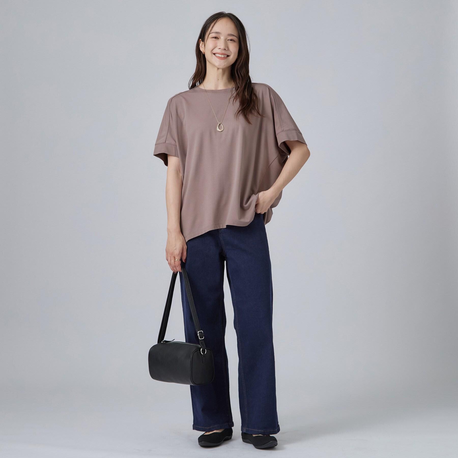 SHOO･LA･RUE「【S-LL/ストレッチ/色落ちしにくいネイビー】脚がまっすぐきれいに見える ワイドストレートデニムパ」|デニム|