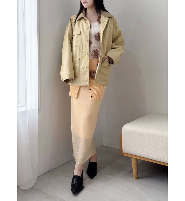MERCURYDUO「【OUNNOUN】フェイクレザーカバーオール」|ブルゾン・スタジャン|