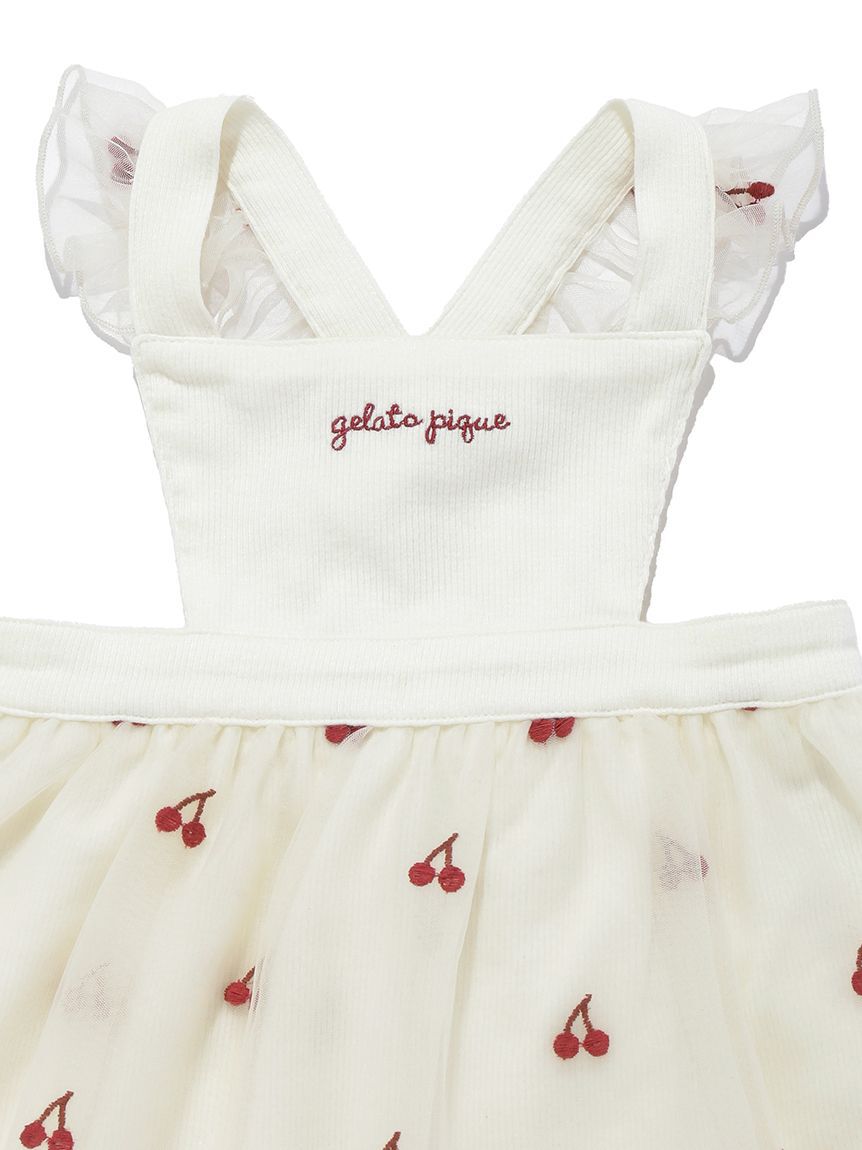 GELATO PIQUE KIDS & BABY「【BABY】チェリー柄チュールお食事エプロン」|ロンパース|