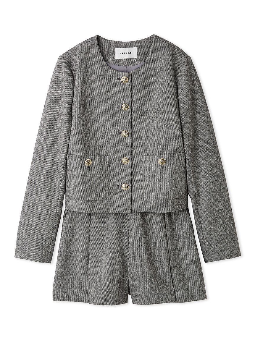 FRAY I.D「【WEB限定】ノーカラージャケット＆ショートパンツセット」|ノーカラージャケット|GRY