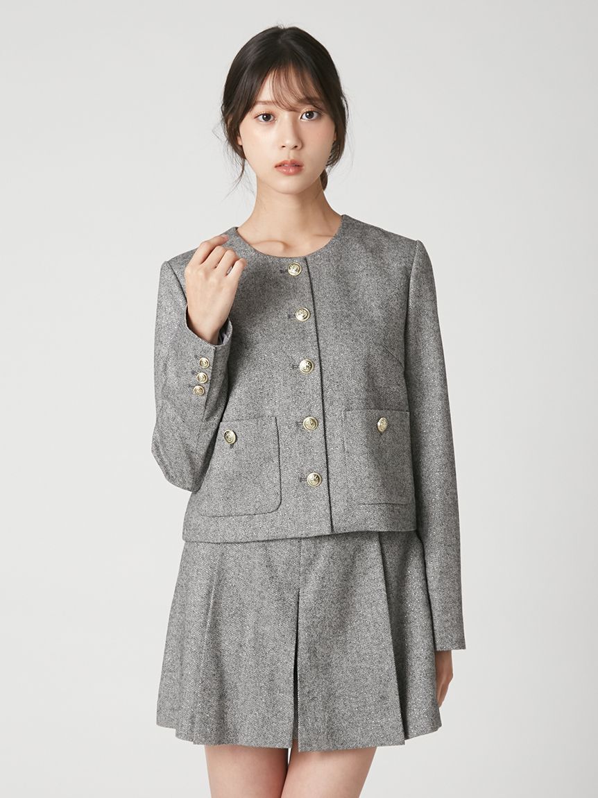 FRAY I.D「【WEB限定】ノーカラージャケット＆ショートパンツセット」|ノーカラージャケット|