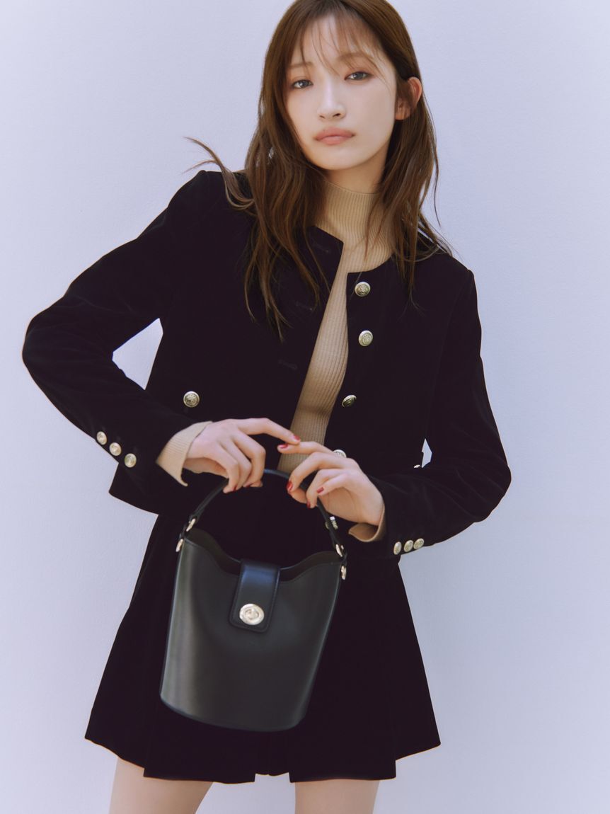 FRAY I.D「【WEB限定】ノーカラージャケット＆ショートパンツセット」|ノーカラージャケット|BLK