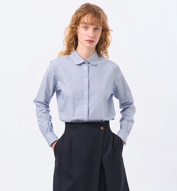 MACKINTOSH PHILOSOPHY「ラウンドカラーベーシックシャツ」|シャツ・ブラウス|ブルーストライプ