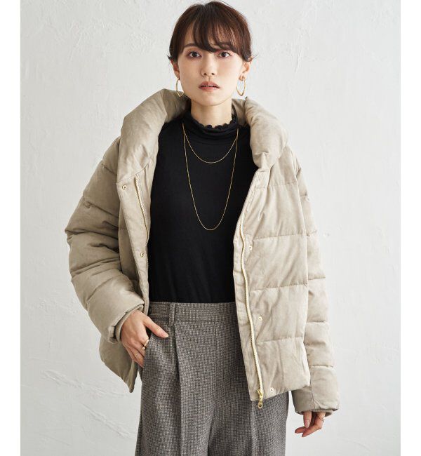 ikka「フェイクスエードダウンミックスジャケット」|その他|ベージュ