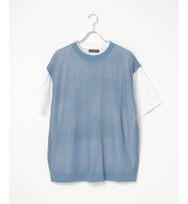 VENCE share style「【2点セット】メッシュニットベストアンサンブルTシャツ」|Tシャツ・カットソー|