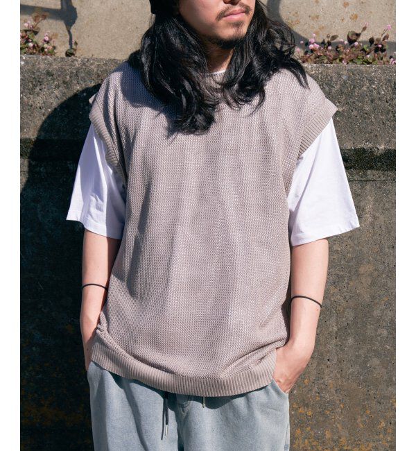 VENCE share style「【2点セット】メッシュニットベストアンサンブルTシャツ」|Tシャツ・カットソー|