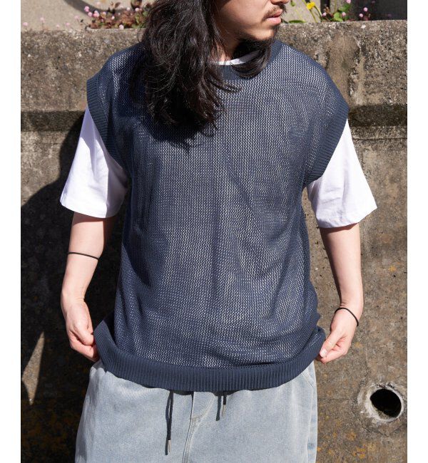 VENCE share style「【2点セット】メッシュニットベストアンサンブルTシャツ」|Tシャツ・カットソー|