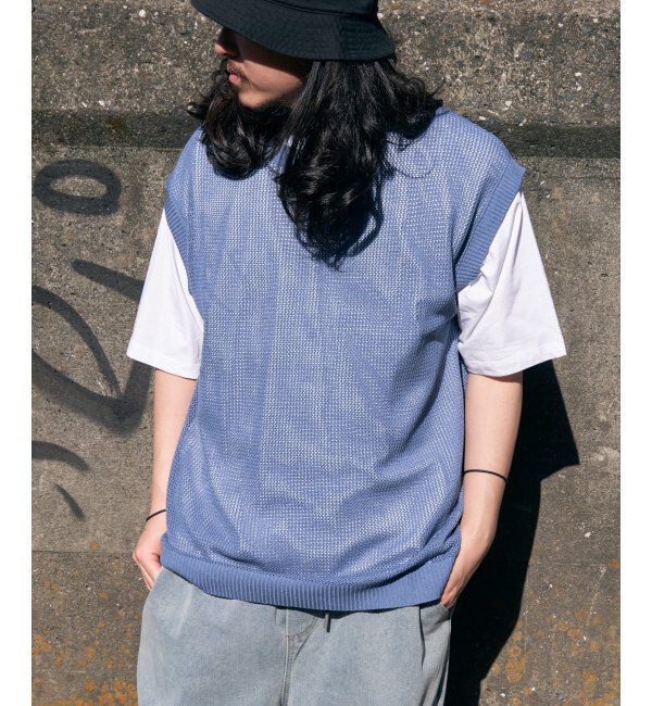 VENCE share style「【2点セット】メッシュニットベストアンサンブルTシャツ」|Tシャツ・カットソー|