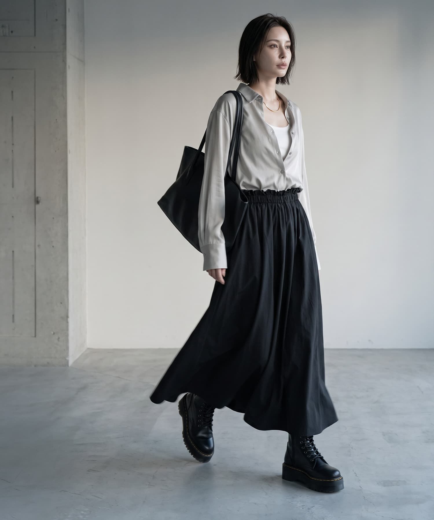 STYLE DELI「【BLK001】シルキーロングスリーブブラウス」|シャツ・ブラウス|