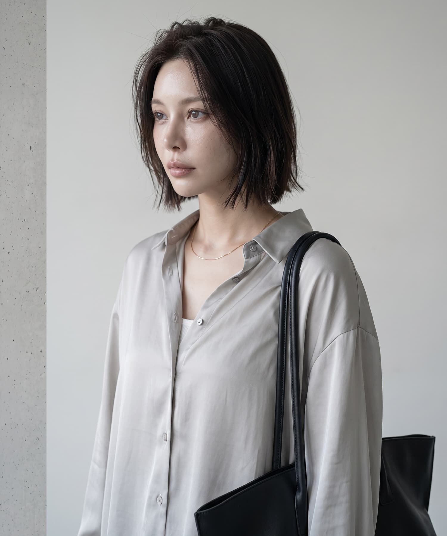 STYLE DELI「【BLK001】シルキーロングスリーブブラウス」|シャツ・ブラウス|