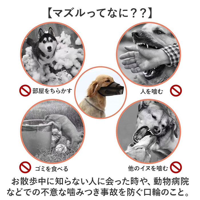 BACKYARD FAMILY「口輪 犬 メッシユ 噛みつき防止 無駄吠え防止 通販 マズル マスク 犬用口輪 犬の口輪 長頭種」|その他|