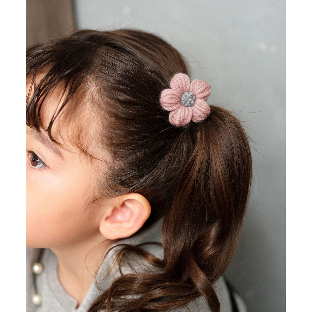 BACKYARD FAMILY「Rora ヘアゴム キッズ 通販 ブルーム ニット 髪ゴム 髪飾り 髪どめ 髪留め」|ヘアゴム・シュシュ|ピンク1