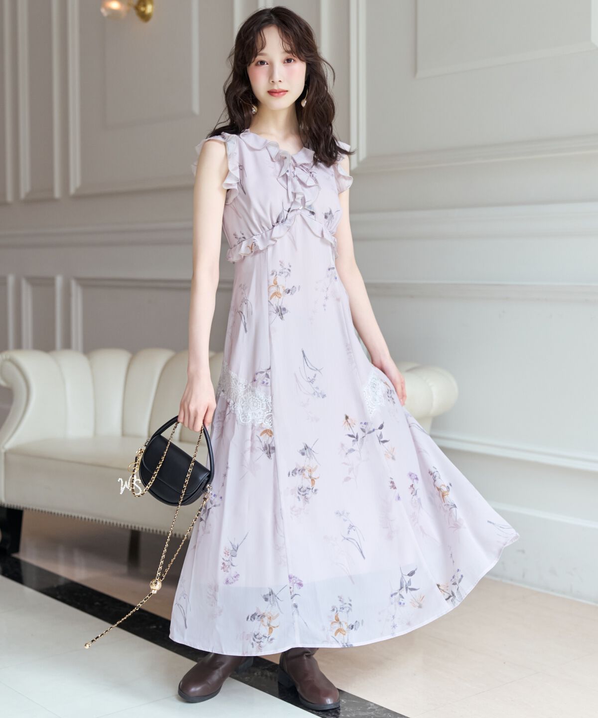 WILLSELECTION「フローラルプリントアイラッシュレースワンピース」|ワンピース|