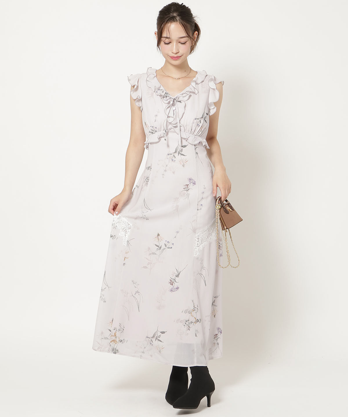 WILLSELECTION「フローラルプリントアイラッシュレースワンピース」|ワンピース|