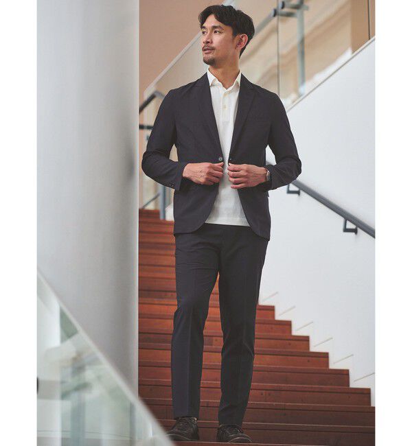 UNITED ARROWS green label relaxing「【WEB限定】JUST fit ドライポリエステル ナロー セットアップ -吸水速乾-」|テーラードジャケット|NAVY