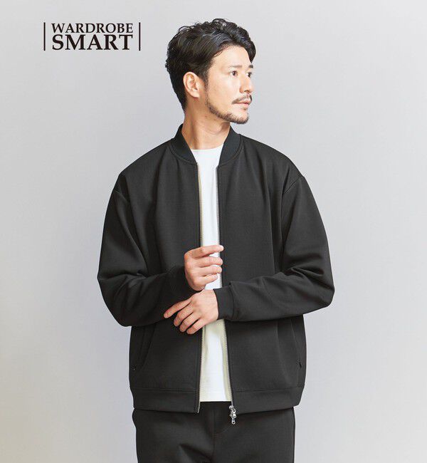 BEAUTY&YOUTH UNITED ARROWS「【WEB限定 WARDROBE SMART】ダブルニット ジップブルゾン/セットアップ対応【抗菌・防臭】」|ブルゾン・スタジャン|BLACK