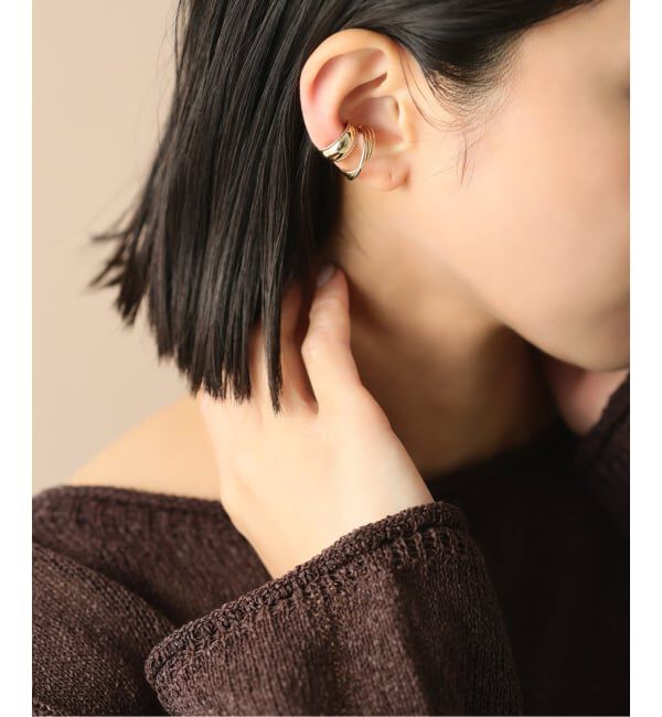 Lilas by Spick&Span「三日月サイドロープイヤーカフ K10（片耳）」|イヤーカフ|